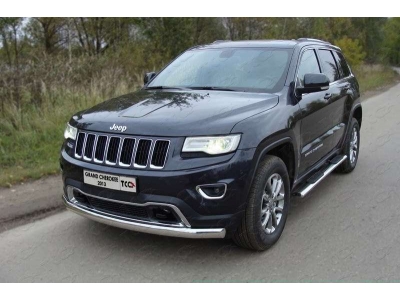 Защита передняя овальная длинная 75-42 мм ТСС для Jeep Grand Cherokee 2013-2021