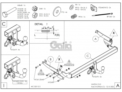 Фаркоп оцинкованный Galia шар C съемный для Mazda CX-5 2011-2017
