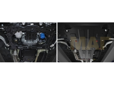 Комплект защиты Автоброня: картер, КПП, РК сталь 2 мм для Genesis G70/Kia Stinger 2018-2021
