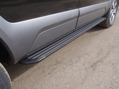 Порог алюминиевый правый Slim Line Black 2220 мм ТСС для Ford Transit 2014-2021