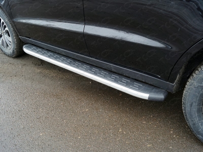 Пороги алюминиевые ТСС с накладкой для Geely Emgrand X7 2018-2021