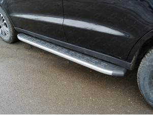 Пороги алюминиевые ТСС с накладкой серые для Geely Emgrand X7 № GEELEMGX718-21GR