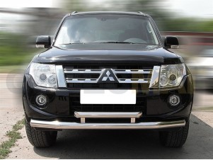 Защита передняя двойная 76-60 мм для Mitsubishi Pajero 4 № MP 1