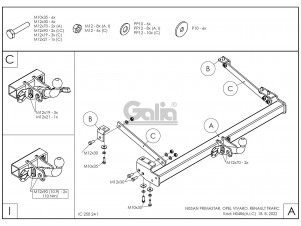 Фаркоп оцинкованный для Nissan Primastar 2002-2014, Opel Vivaro 2002-2014, Renault Trafic 2002-2014 быстросъемное крепление шара №N048C