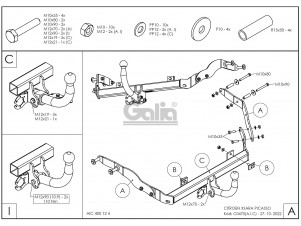 ТСУ Фаркоп оцинкованный Galia шар A для Citroen Xsara Picasso № C047A